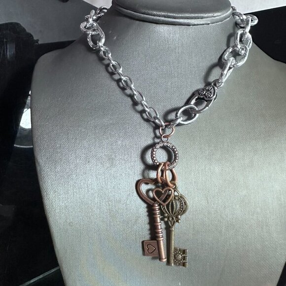 Key FOB Keys Lock Handmade Silver Necklace Choker Punk Rocker Gift NWT Steampunk - Picture 11 of 11